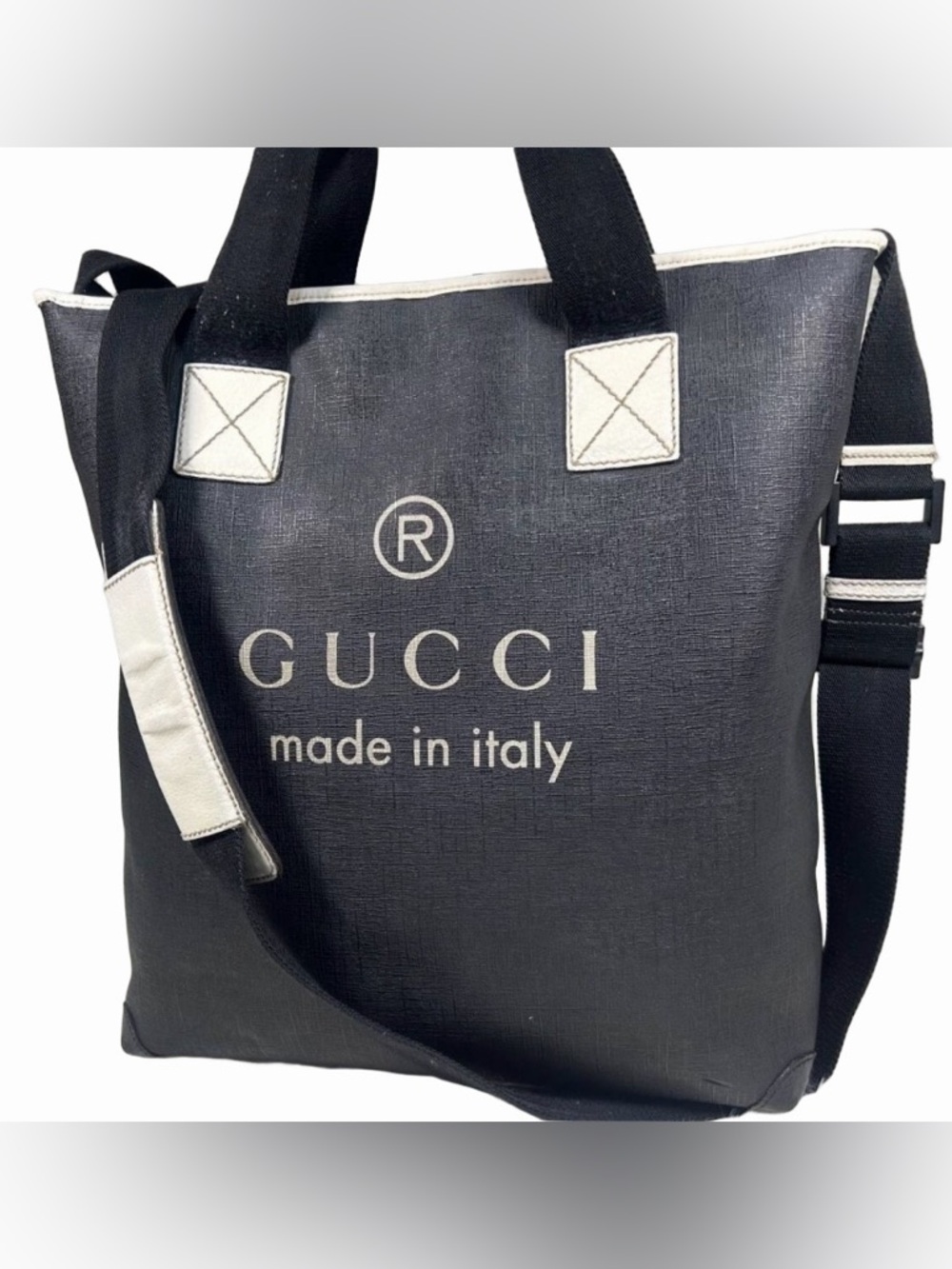 Vintage Gucci Black Canvas 
Tote 2way Bag